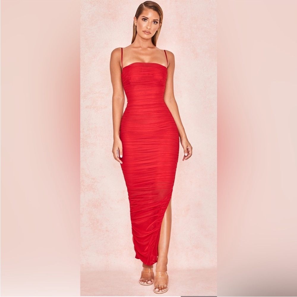 House Of Cb red mesh dress